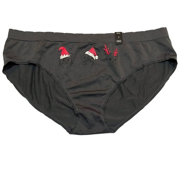 NWT TORRID Hipster Pantie Sz 3X Gray Christmas Santa Antlers - Picture 1 of 4